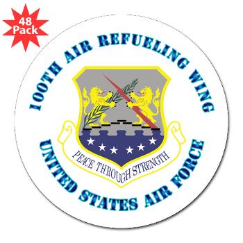 100ARW - M01 - 01 - 100th Air Refueling Wing with Text - 3" Lapel Sticker (48 pk)