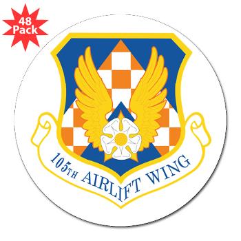 105AW - M01 - 01 - 105th Airlift Wing - 3" Lapel Sticker (48 pk)
