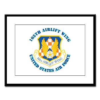 105AW - M01 - 02 - 105th Airlift Wing with Text - Large Framed Print