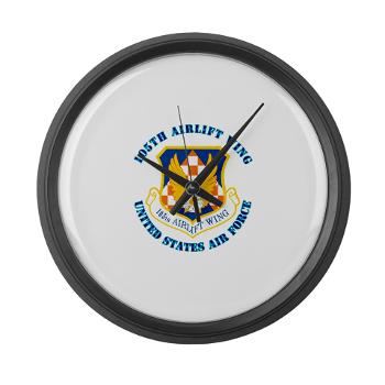 105AW - M01 - 03 - 105th Airlift Wing with Text - Large Wall Clock