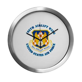 105AW - M01 - 03 - 105th Airlift Wing with Text - Modern Wall Clock