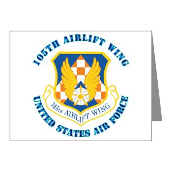 105AW - M01 - 02 - 105th Airlift Wing with Text - Note Cards (Pk of 20)
