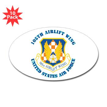 105AW - M01 - 01 - 105th Airlift Wing with Text - Sticker (Oval 10 pk)