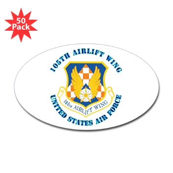 105AW - M01 - 01 - 105th Airlift Wing with Text - Sticker (Oval 50 pk)