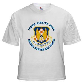 105AW - A01 - 04 - 105th Airlift Wing with Text - White t-Shirt