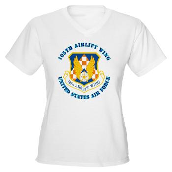 105AW - A01 - 04 - 105th Airlift Wing with Text - Women's V-Neck T-Shirt