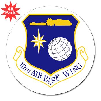 10ABW - M01 - 01 - 10th Air Base Wing - 3" Lapel Sticker (48 pk) - Click Image to Close