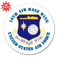 10ABW - M01 - 01 - 10th Air Base Wing with Text - 3" Lapel Sticker (48 pk)