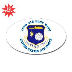10ABW - M01 - 01 - 10th Air Base Wing with Text - Sticker (Oval 50 pk)