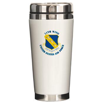 11W - M01 - 03 - 11th Wing with Text - Ceramic Travel Mug