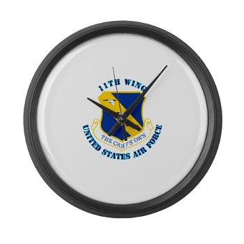 11W - M01 - 03 - 11th Wing with Text - Large Wall Clock