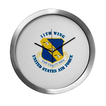 11W - M01 - 03 - 11th Wing with Text - Modern Wall Clock