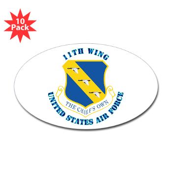 11W - M01 - 01 - 11th Wing with Text - Sticker (Oval 10 pk)