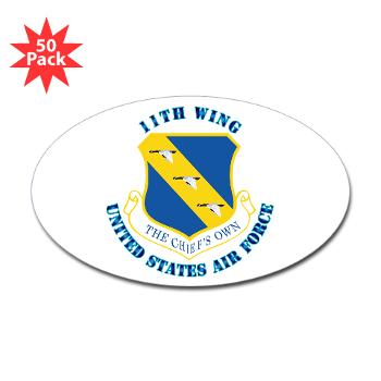 11W - M01 - 01 - 11th Wing with Text - Sticker (Oval 50 pk)
