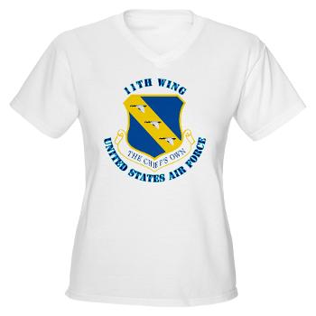 11W - A01 - 04 - 11th Wing with Text - Women's V-Neck T-Shirt