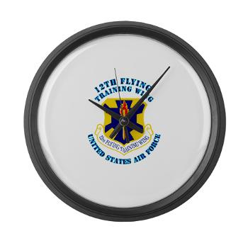 12FTW - M01 - 03 - 12th Flying Training Wing with Text - Large Wall Clock
