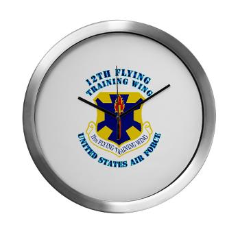 12FTW - M01 - 03 - 12th Flying Training Wing with Text - Modern Wall Clock