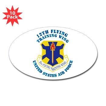 12FTW - M01 - 01 - 12th Flying Training Wing with Text - Sticker (Oval 10 pk)