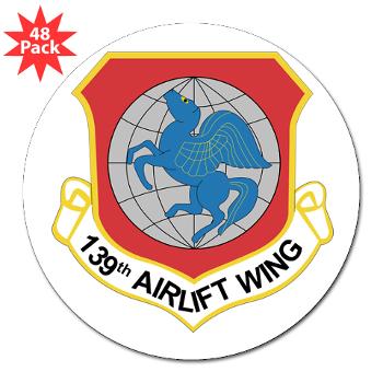 139AW - M01 - 01 - 139th Airlift Wing - 3" Lapel Sticker (48 pk) - Click Image to Close