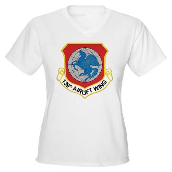 139AW - A01 - 04 - 139th Airlift Wing - Women's V-Neck T-Shirt