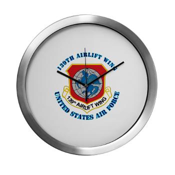139AW - M01 - 03 - 139th Airlift Wing with Text - Modern Wall Clock