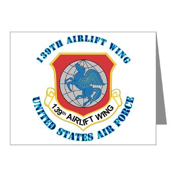 139AW - M01 - 02 - 139th Airlift Wing with Text - Note Cards (Pk of 20)
