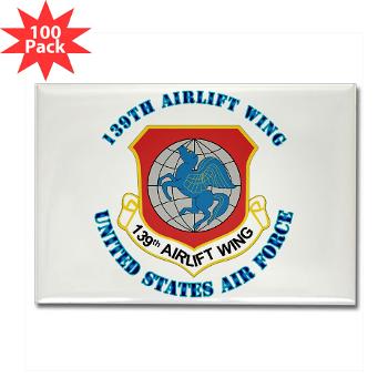 139AW - M01 - 01 - 139th Airlift Wing with Text - Rectangle Magnet (100 pack)