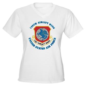 139AW - A01 - 04 - 139th Airlift Wing with Text - Women's V-Neck T-Shirt