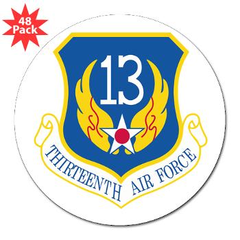 13AF - M01 - 01 - 13th Air Force - 3" Lapel Sticker (48 pk) - Click Image to Close
