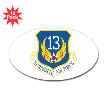 13AF - M01 - 01 - 13th Air Force - Sticker (Oval 10 pk)
