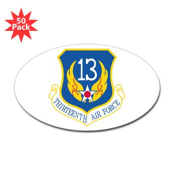 13AF - M01 - 01 - 13th Air Force - Sticker (Oval 50 pk)
