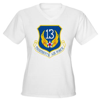 13AF - A01 - 04 - 13th Air Force - Women's V-Neck T-Shirt
