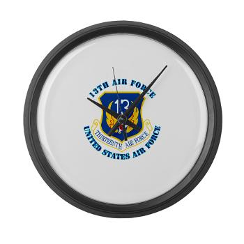 13AF - M01 - 03 - 13th Air Force with Text - Large Wall Clock