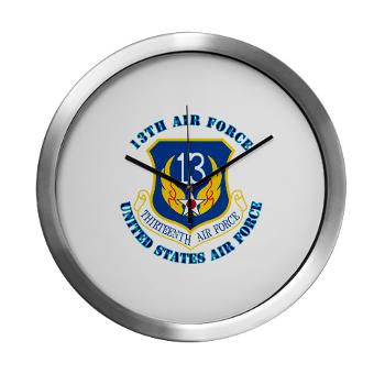 13AF - M01 - 03 - 13th Air Force with Text - Modern Wall Clock