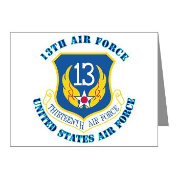 13AF - M01 - 02 - 13th Air Force with Text - Note Cards (Pk of 20)