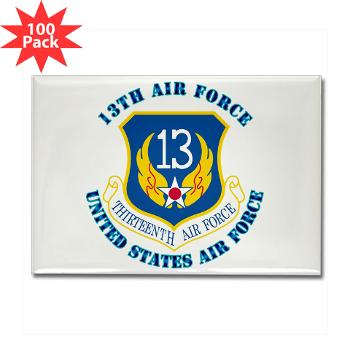13AF - M01 - 01 - 13th Air Force with Text - Rectangle Magnet (100 pack)