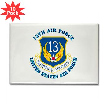 13AF - M01 - 01 - 13th Air Force with Text - Rectangle Magnet (10 pack)