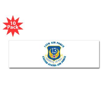13AF - M01 - 01 - 13th Air Force with Text - Sticker (Bumper 10 pk)