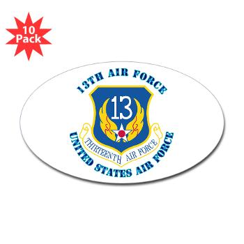 13AF - M01 - 01 - 13th Air Force with Text - Sticker (Oval 10 pk)