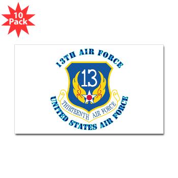 13AF - M01 - 01 - 13th Air Force with Text - Sticker (Rectangle 10 pk)