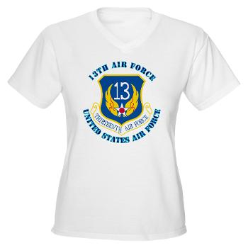 13AF - A01 - 04 - 13th Air Force with Text - Women's V-Neck T-Shirt