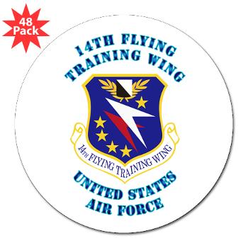 14FTW - M01 - 01 - 14th Flying Training Wing with Text - 3" Lapel Sticker (48 pk)