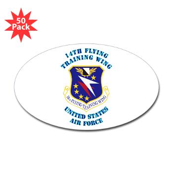 14FTW - M01 - 01 - 14th Flying Training Wing with Text - Sticker (Oval 50 pk)