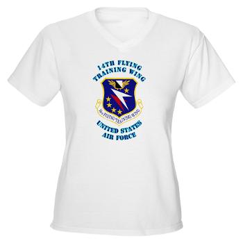 14FTW - A01 - 04 - 14th Flying Training Wing with Text - Women's V-Neck T-Shirt