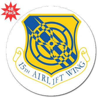 15AW - M01 - 01 - 15th Airlift Wing - 3" Lapel Sticker (48 pk)