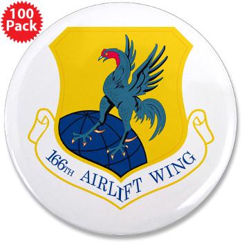 166AW - M01 - 01 - 166th Airlift Wing - 3.5" Button (100 pack)