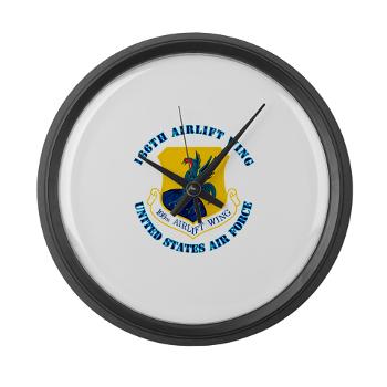 166AW - M01 - 03 - 166th Airlift Wing with Text - Large Wall Clock