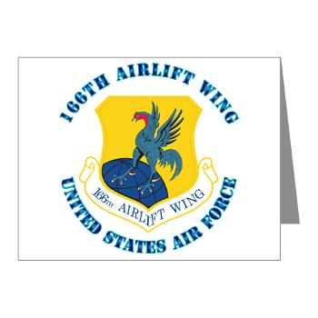 166AW - M01 - 02 - 166th Airlift Wing with Text - Note Cards (Pk of 20)