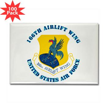 166AW - M01 - 01 - 166th Airlift Wing with Text - Rectangle Magnet (100 pack)