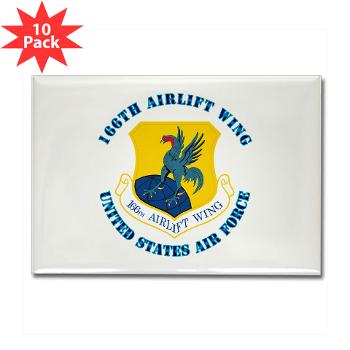 166AW - M01 - 01 - 166th Airlift Wing with Text - Rectangle Magnet (10 pack)